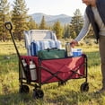 thumbnail image 6 of Gianna Collapsible Folding Wagon, Heavy Large Capacity Garden Wagon, Big Bucket Beach Cart with Multi-Terrain Brake Wheels for Outdoor Camping, Shopping, 28.7" X 18.7" X 35.4"，Red, 6 of 6