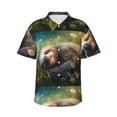 thumbnail image 1 of Fotbe Daisy Sleeping Sloth Camisa Hawaiana para Hombre Unisex – Camisa Casual de Verano con Botones de Manga Corta de Algodón y Lino,3X-Large, 1 of 7
