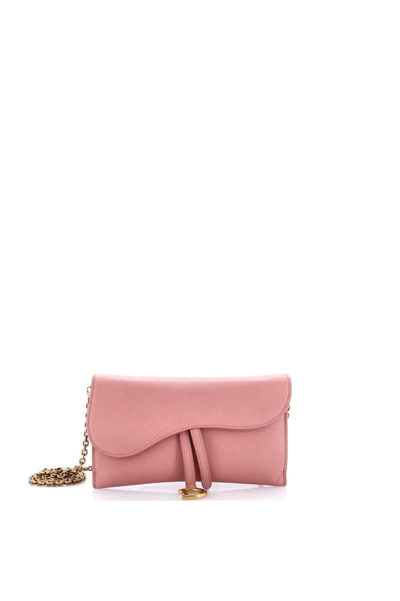 Pre-Owned Saddle Chain Wallet Leather By Rebag