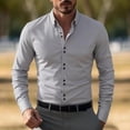 thumbnail image 2 of LMOIPLI Men's Formal Long Sleeve Dress Shirt Modern Slim Fit Wrinkle-Free Casual Business Button Up Shirts Gray L, 2 of 5