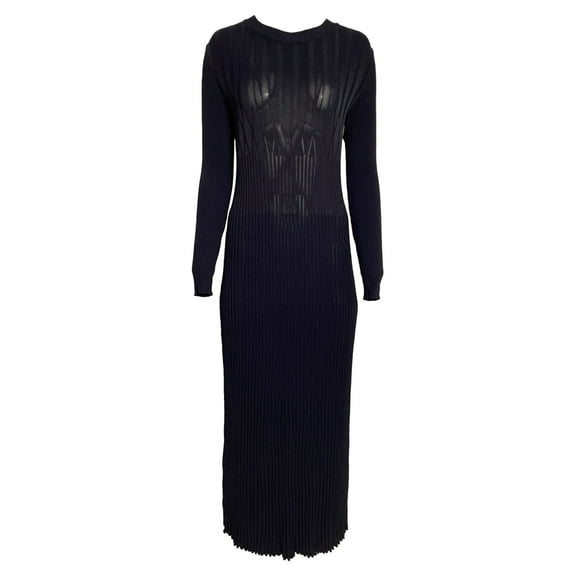 Pre-Owned Max Mara Long Knit Dress in Navy Blue Viscose
