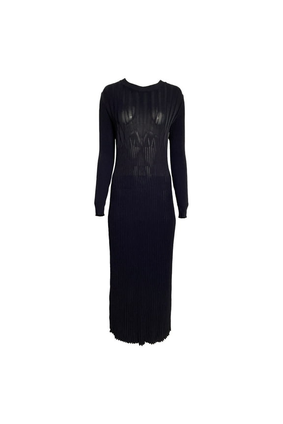 Pre-Owned Max Mara Long Knit Dress in Navy Blue Viscose
