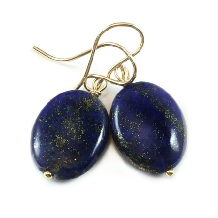 Spygl Designs Inc Lapis Earrings 14k Gold Filled Blue Lapis Earrings 14k Gold Filled Blue Lazuli Smooth Cut Large Oval Drops Spygl Designs