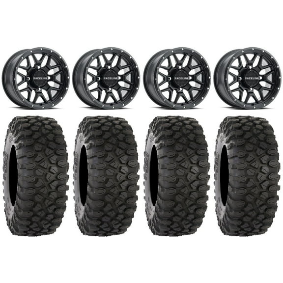 Raceline Krank 14" Black Wheels 30" XC450 Tires Polaris RZR XP 1000 / PRO XP / Ranger XP 900/1000