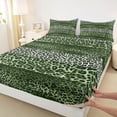 thumbnail image 3 of Castle Fairy Green Leopard Print Queen Sheet Sets,Animal Print Patchwork Bed Set, 3 of 7