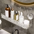thumbnail image 3 of ¡Campaña con descuento!Estante de almacenamiento transparente montado en la pared sin taladrar, cesta de baño triangular y rectangular desmontable montada en la pared., 3 of 8