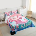 thumbnail image 3 of Homewish Cartoon Pink Axolotl Full Size Comforter Sets for Teen, Kawaii Ocean Animal Bedding Comforter Set, Cute Animal Lover Reversible Bedding Sets, Super Cozy Room Decor, 3-Piece, 3 of 8