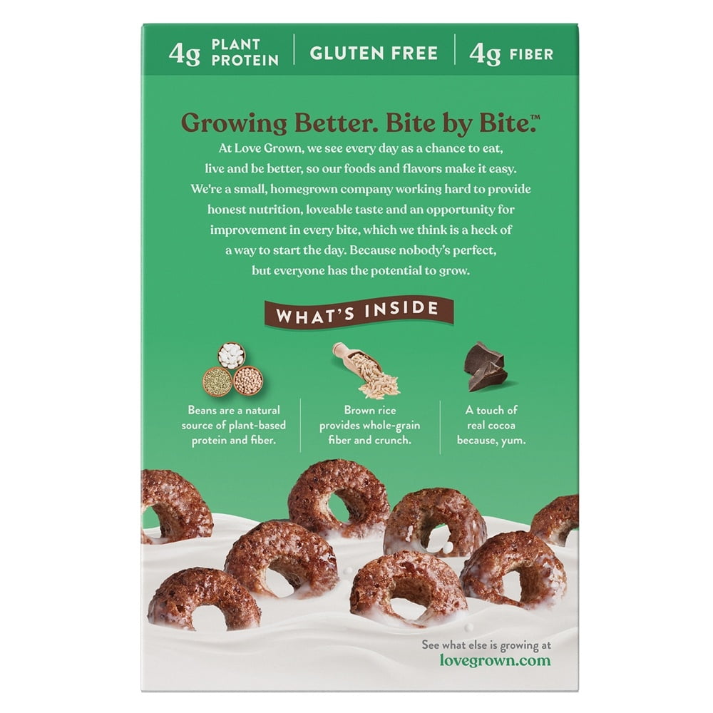 Love Grown, Breakfast Cereal, Chocolate Power O's, 10 Oz Box