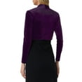 thumbnail image 3 of INSPIRE CHIC Boléro Court en Velours à Manches Longues Ouvert à l'Avant pour Femme TP Violet, 3 of 6