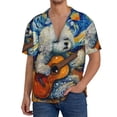 thumbnail image 7 of Lsque Dog Guitar Starry Night print Men's Cuban Collar Short Sleeve Shirt Summer Beachwear Casual Button Down Fashionable Vacation Leisure Shirt-XX-Large, 7 of 7