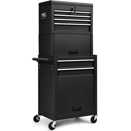 

HAOQINGANTE 6-Drawer Rolling Tool Chest High Capacity Tool Storage Cabinet with Wheels and Locking System Removable Toolbox Organizer with Sliding Drawers (Black)