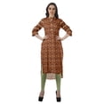 thumbnail image 2 of Moomaya Kurti Tunique Imprimée à Col Mandarin Longueur Genou pour Femmes Vêtements Porter, 2 of 6