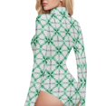 thumbnail image 4 of joogoo St Patrick Artistic Clover Women's Mock Turtle Neck Long Sleeve Bodysuit XL, 4 of 8