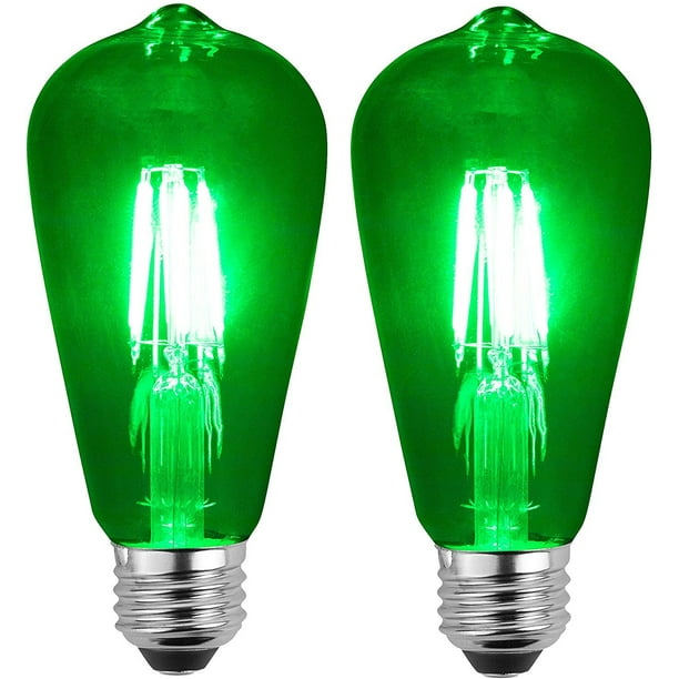 SleekLighting LED 4Watt Filament ST64 Green Colored Light Bulbs