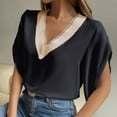 thumbnail image 2 of Valcatch Womens Summer Tops Petal Sleeve Lace Trim V Neck Chiffon Blouses for Women Fashion Tops Dressy Casual Shirts, 2 of 5