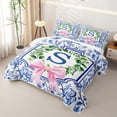 thumbnail image 3 of Catabedysis Pink Coquette Bowknot Bed Spread Queen,Blue Personalized Letter S Queen Coverlet Set For Girls,3Pcs, 3 of 7