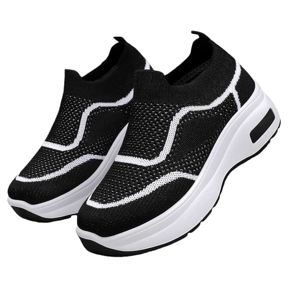 YOUYEDIAN Orthopedic Dress Shoes for Women Arch Support Nurse Shoes Lightweight Non Slip Slip on Walking Shoes Mesh Stretch Comfortable 2026 Foam Shoes (Black)
