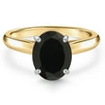 thumbnail image 3 of Gem Stone King 10K Two Tone Gold Black Onyx Engagement Ring for Women | 2.00 Cttw | Oval 9X7MM | Gemstone December Birthstone | Size 6, 3 of 6