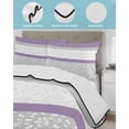 thumbnail image 4 of Quilts Twin Size, Purple Grey Soft Comforter Bedding Set for Bed, Chic Garden Floral Stripe Aesthetic Flower Lightweight Quilted Bedspread with Pillow Cover(2 Pieces) for All Season, 68x86 Inch, 4 of 6