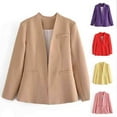 thumbnail image 4 of qucoqpe Women's Shawl Collar Long Sleeve Jackets Business Cropped Blazer, 4 of 4