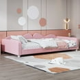 thumbnail image 4 of Twin Size Wood Daybed, Sherpa Fabric Sofabed with Cloud-Shaped Backrest, Upholstered Day Bed Frame Bedroom Sofabed for Multipurpose Guest Room or Living Room, Pink, 4 of 9