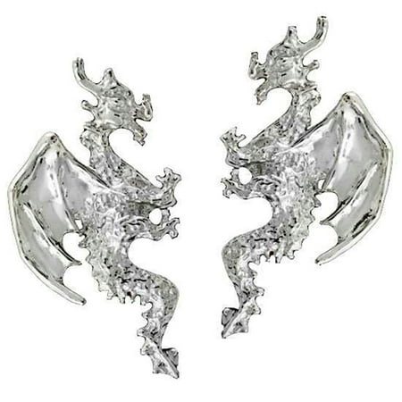 Sterling Silver Left Right Pierceless Flying Horned Dragon Ear Cuff Wrap