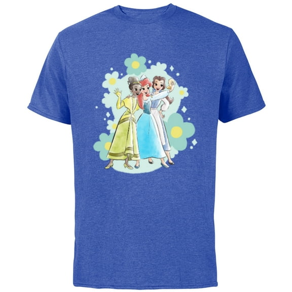 Disney Princess Tiana Ariel and Belle Seashell Selfie - Short Sleeve Cotton T-Shirt for Adults - Customized-Royal Heather