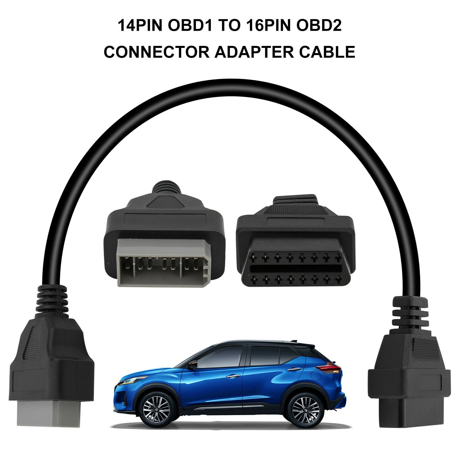 YOMTOVM OBD1 to OBD2 Connector Adapter 14 Pin Convert Cable Diagnostic Tool Compatible with