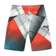 thumbnail image 2 of Men's Beach Wear Board Shorts with Pocket in Grey Blue Red Stripes 42, 2 of 3