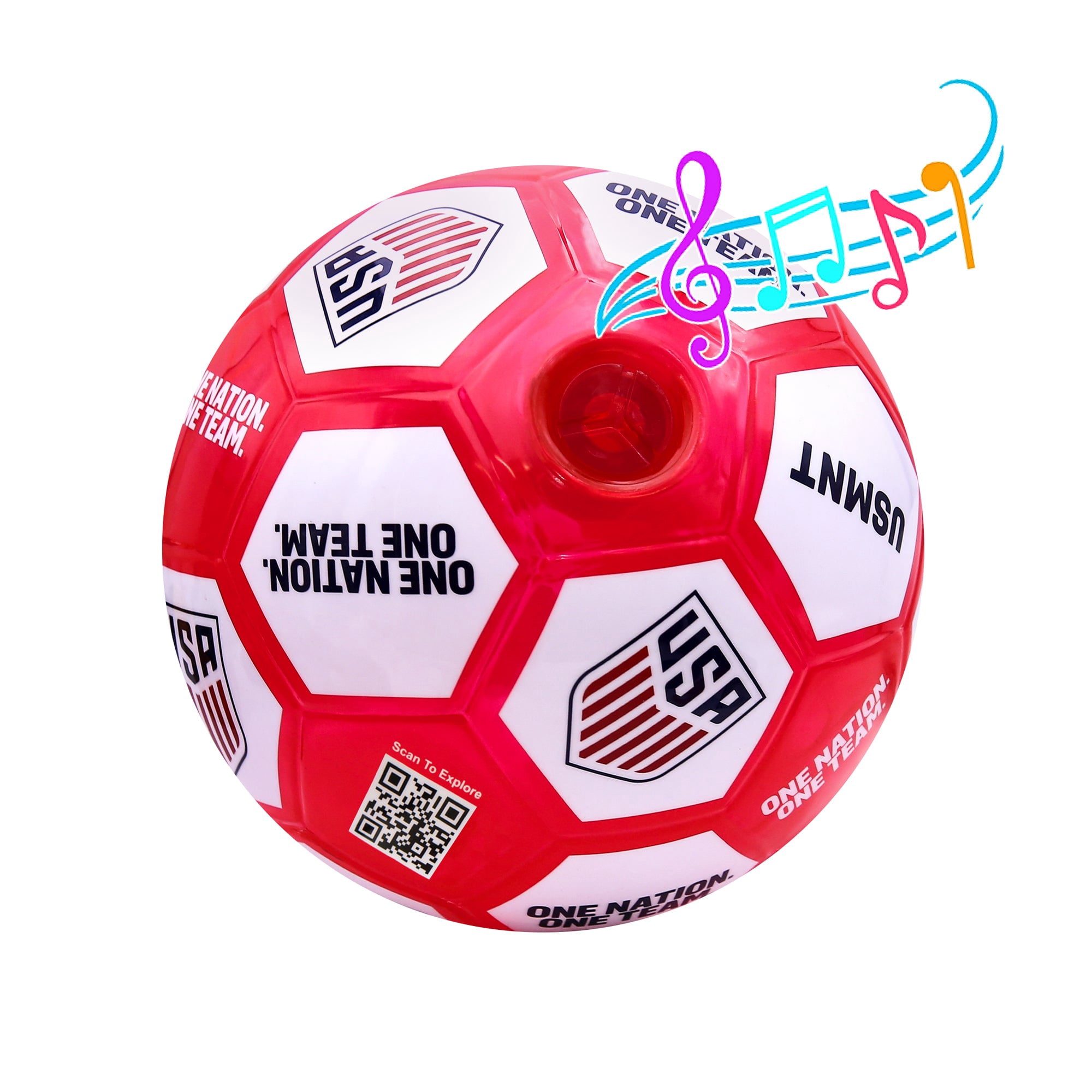 Score N' Explore Interactive Sound Ball | Light Up, Sound, and Counting Ball for Skills Training | U.S. Soccer USMNT Challenge Ball, Red