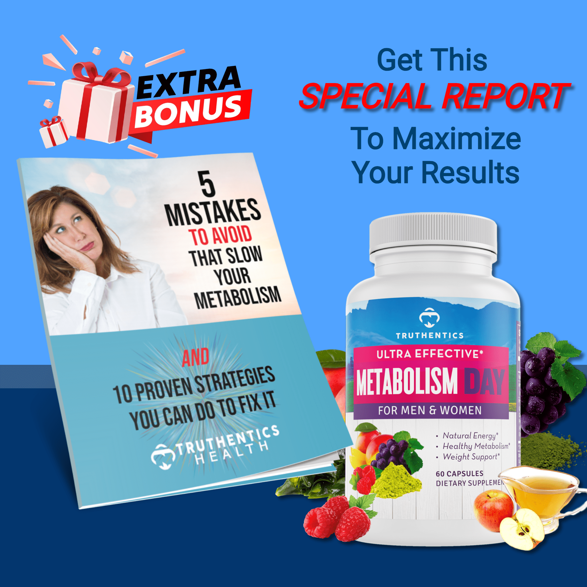 Truthentics Metabolism Booster Supplement for Women & Men, Promotes Energy & Weight Management, 60 Capsules
