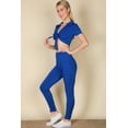 thumbnail image 3 of Ribbed Crop Top with Tie Front & Leggings Set featuring Ruched Hem, 3 of 10