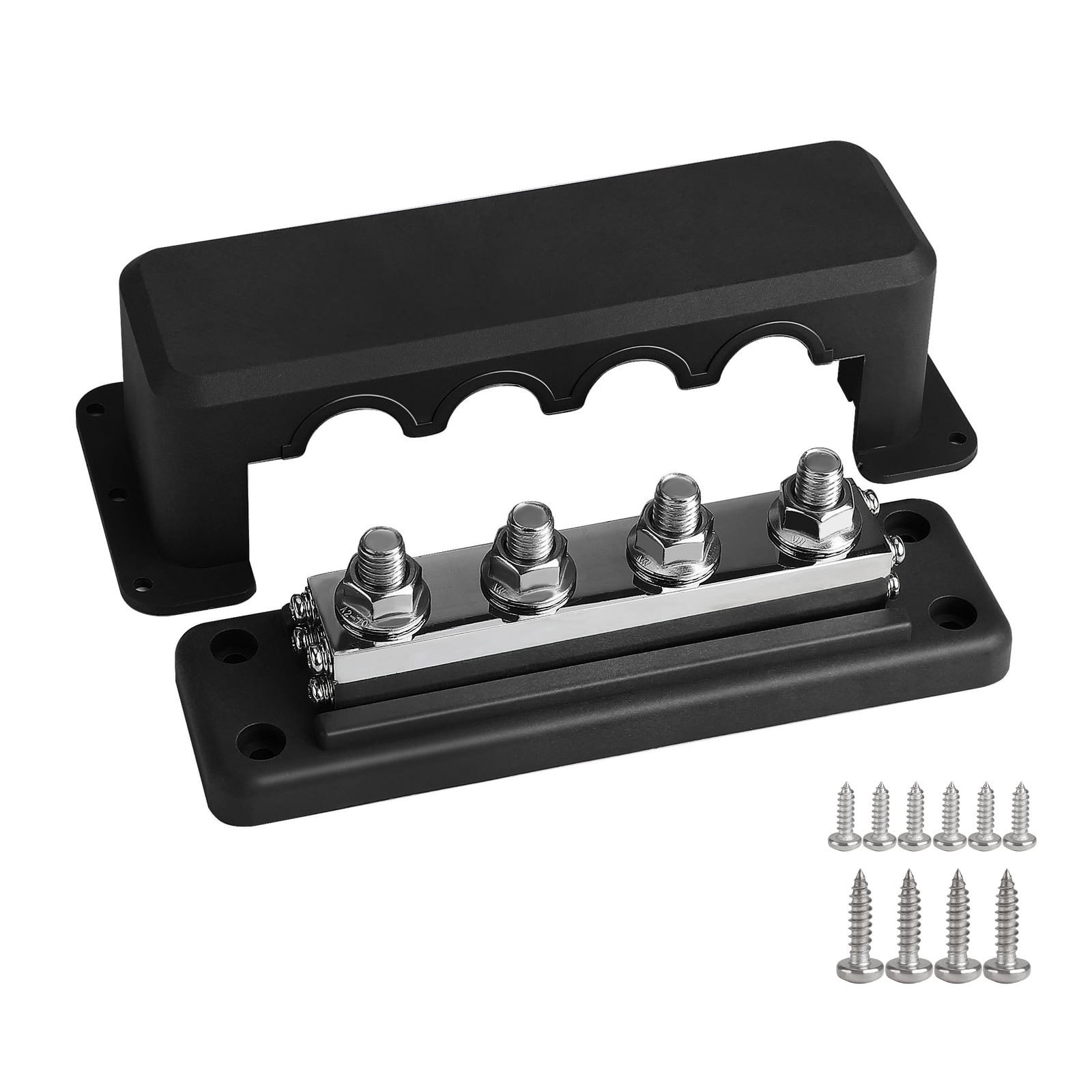 4 Post Power Distribution Block Bus with Cover 600A Marine Bus Terminals Distribution Block (3/8”)