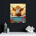 thumbnail image 4 of Nawypu  Highland Cow Wall Art in Bathtub Canvas Print - Black and White Photo Bubble Funny Cattle Pictures Animal Painting Farmhouse Artwork for Wall, 4 of 4