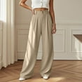 thumbnail image 2 of Fiaer,Women Loose Fit Dressy Pants for Work,Women's Buttons Plus Size Trousers with Pockets,Ladies Trendy Straight Legging Slacks Khaki XL, 2 of 6