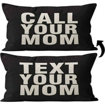zzt-text mom Call Your Mom Text Your Mom Reversible Throw Pillow Cover, for Daughter, Son Gifts, Dorm Room Accessories Graduation Party, 12 x 20 Inch Cushion Cover for Sofa Couch Bed (Black 02)