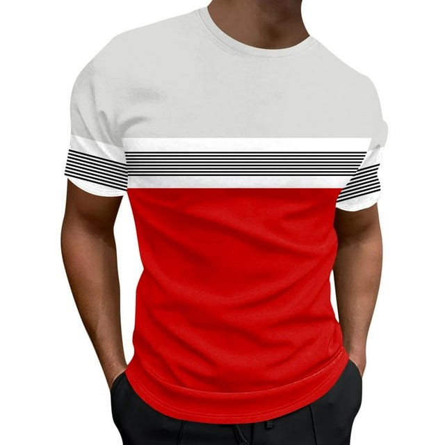 Ketyyh-chn99 T-Shirt pour Homme Uni à Manches Courtes T-Shirt à Col Rond à Manches Courtes pour Homme et Grand Homme Rouge, TG