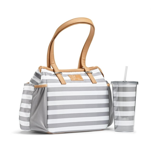 Fit & Fresh Lunch Bag for Women, Insulated Womens Lunch Bag for Work, Leakproof & Stain-Resistant Large Lunch Box for Women with a Matching Tumbler, Zipper, Copley Lunch Kit Gray S