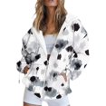 thumbnail image 3 of Floral Zip-Up Hoodie for Women, Long Sleeve Oversized Sweatshirt Jacket - Casual Loose Fit Lightweight Outerwear with Pockets Dark Gray XXXL, 3 of 6