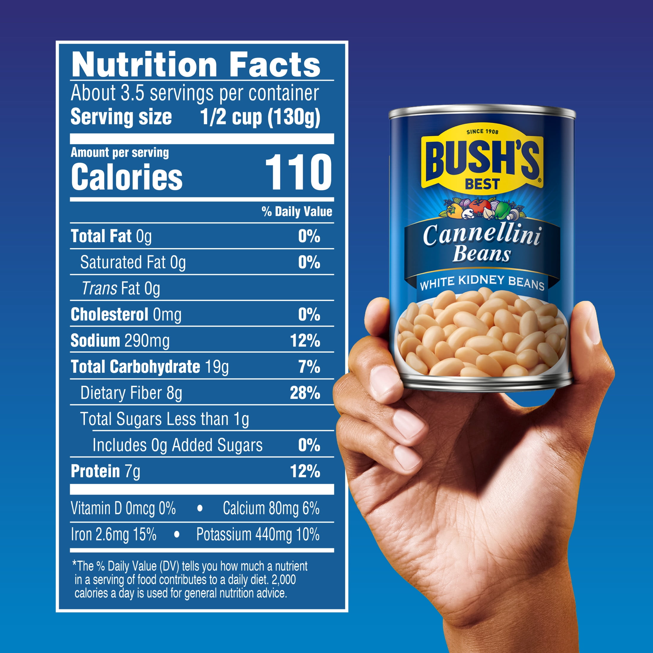 Bush's Cannellini Beans, Canned White Kidney Beans, 15.5 oz Can