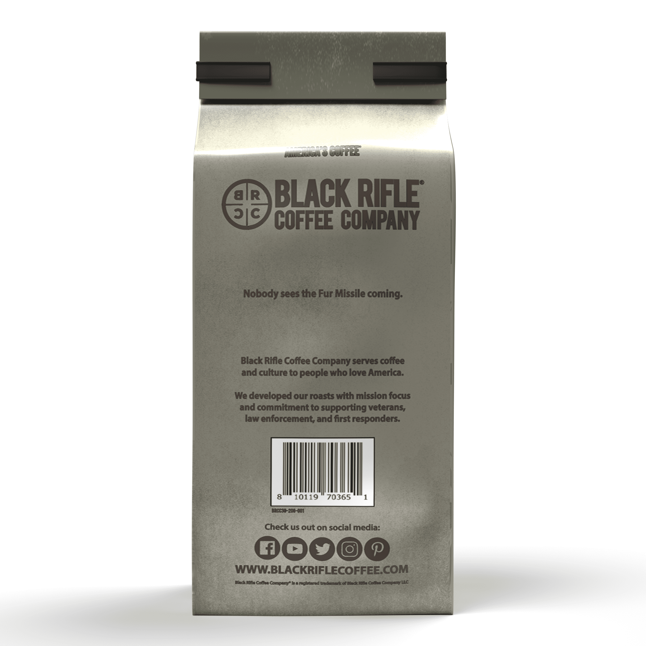 (6 pack) Black Rifle Coffee Company Fur Missile, Medium Roast, Ground Coffee, 12 oz