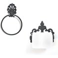 thumbnail image 3 of KAIYANG 2 piezas de soporte para papel higiénico con anillo de toalla vintage, juego de soporte para toallas, anillo de toalla de hierro fundido para baño, negro, 3 of 4