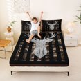 thumbnail image 3 of Manfei Hunting Deer Silhouette Queen Sheets, Camo American Flag Queen Sheet Sets, Brown, Black Reversible 4 Pieces (1 Flat Sheet, 1 Fitted Sheet and 2 Pillowcases), 3 of 6