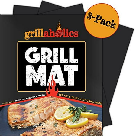 Grillaholics Grill Mat - Set of 3 - Nonstick BBQ Grilling Accessories - 15.75 x 13