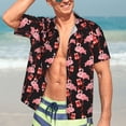 thumbnail image 5 of Lsque New Year Flamingo pattern Hawaiian Shirt for Men, Unisex Summer Beach Casual Short Sleeve Button Down Shirts-Medium, 5 of 9