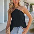 thumbnail image 4 of Fengqque Women Tops Sexy Suspender Solid Color Summer V Neck Sleeveless Tank Tops Blouse, 4 of 5