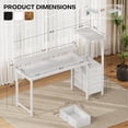 thumbnail image 3 of 60 inch Gaming Desk with Led Lights & Outlets, Computer Desk with 3 Drawers & Shelves, Gamer Desk with Monitor Stand & Side Hooks for Game Room, Home Office, White, 3 of 8