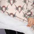thumbnail image 3 of Oversized Wearable Blanket Hoodie,Beige Buffalo Skull Pattern Sherpa Blanket Hoodie with Super Pockets,Super Warm Fuzzy Pullover for Women & Men, 3 of 6