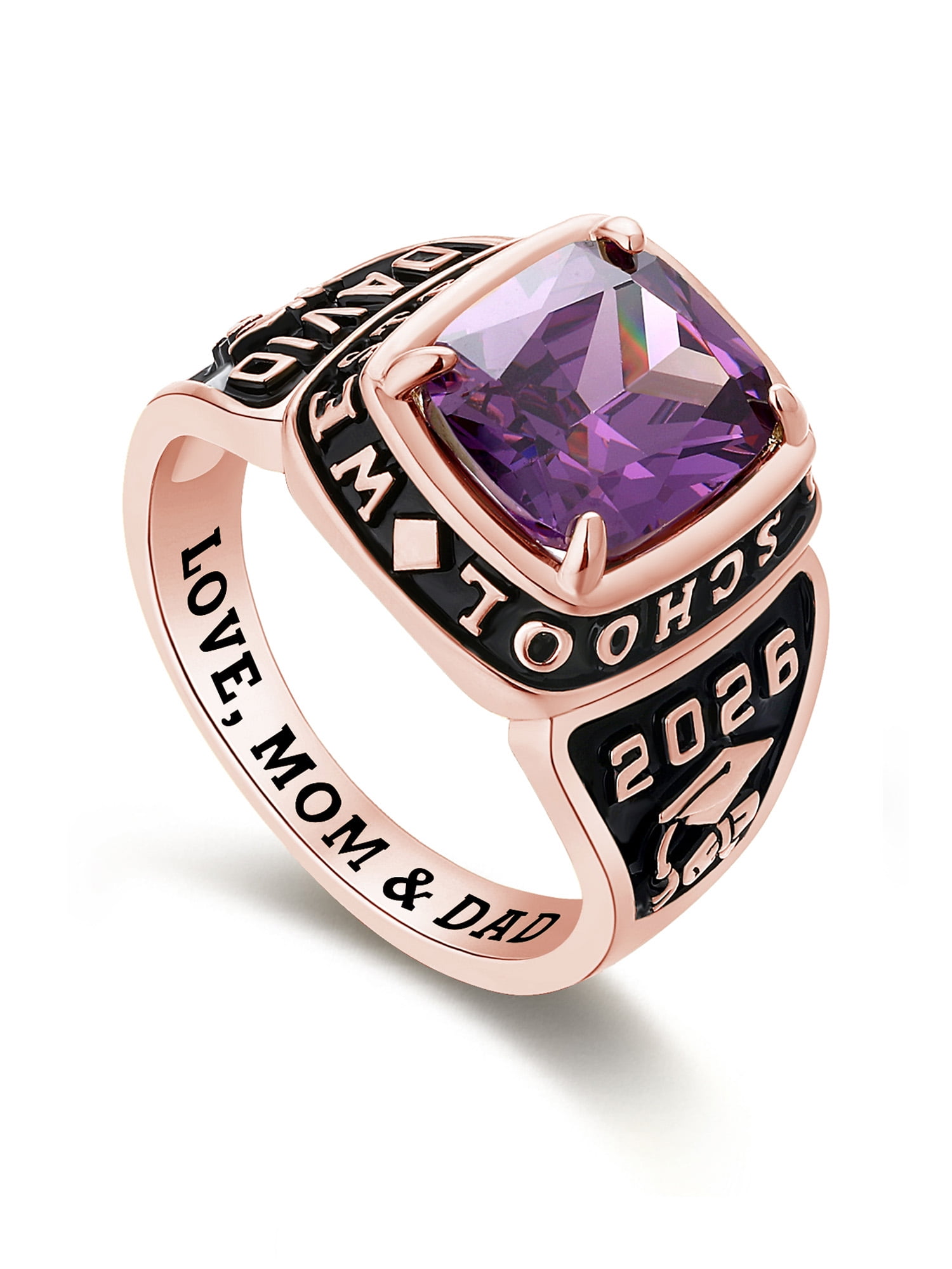 Mementos USA Custom Men's Class Rings Sterling Silver for High School and College-Rose Gold-Elite