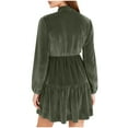 thumbnail image 4 of Mifsaly Velvet Cocktail Dresses for Women Button Down V-Neck Elegant Mini Dress Tunic Flowy Evening Cocktail Party Gowns Trendy Spring Fall Outfits S, 4 of 8
